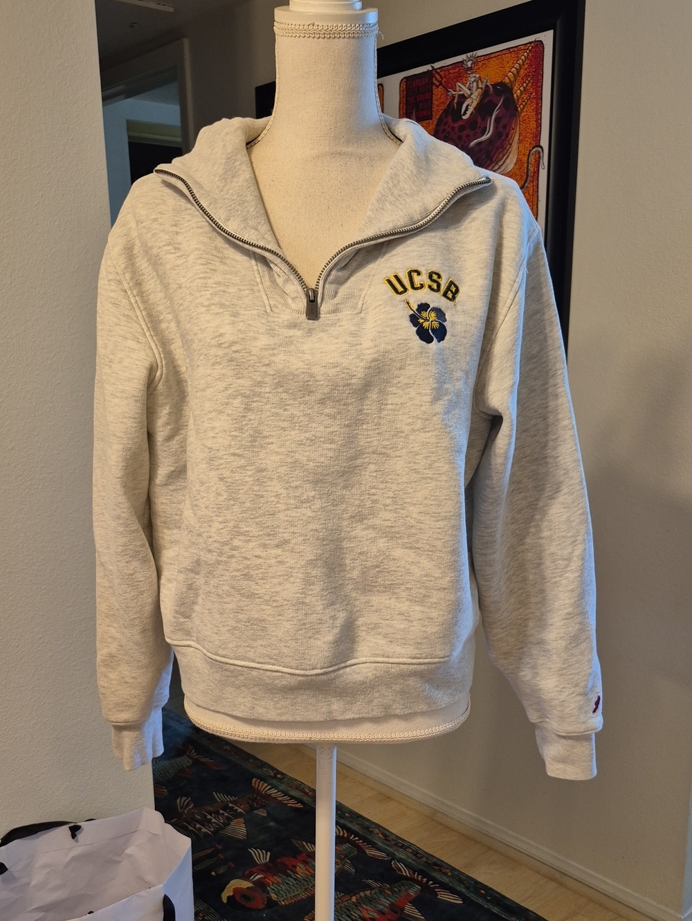 League 91 Gray Recycled Material UCSB Pullover Sweater